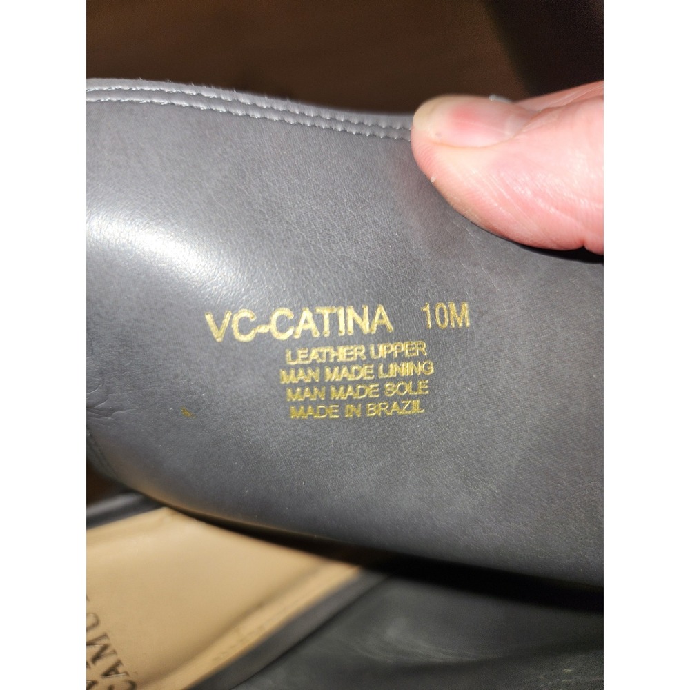 Vince Camuto Cantina Grey Suede Peep Toe Slingback Stiletto Heels 10M Luxury - Picture 9 of 9